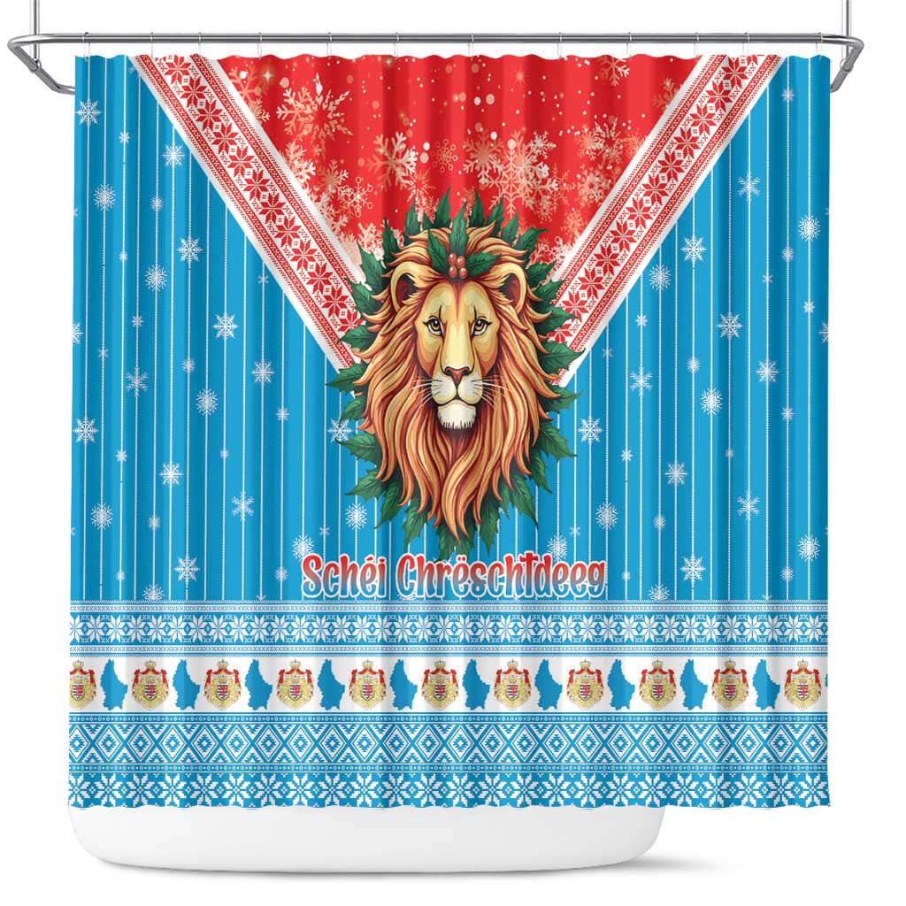 Luxembourg Christmas Shower Curtain Schei Chreschtdeeg Xmas Pattern - Wonder Print Shop
