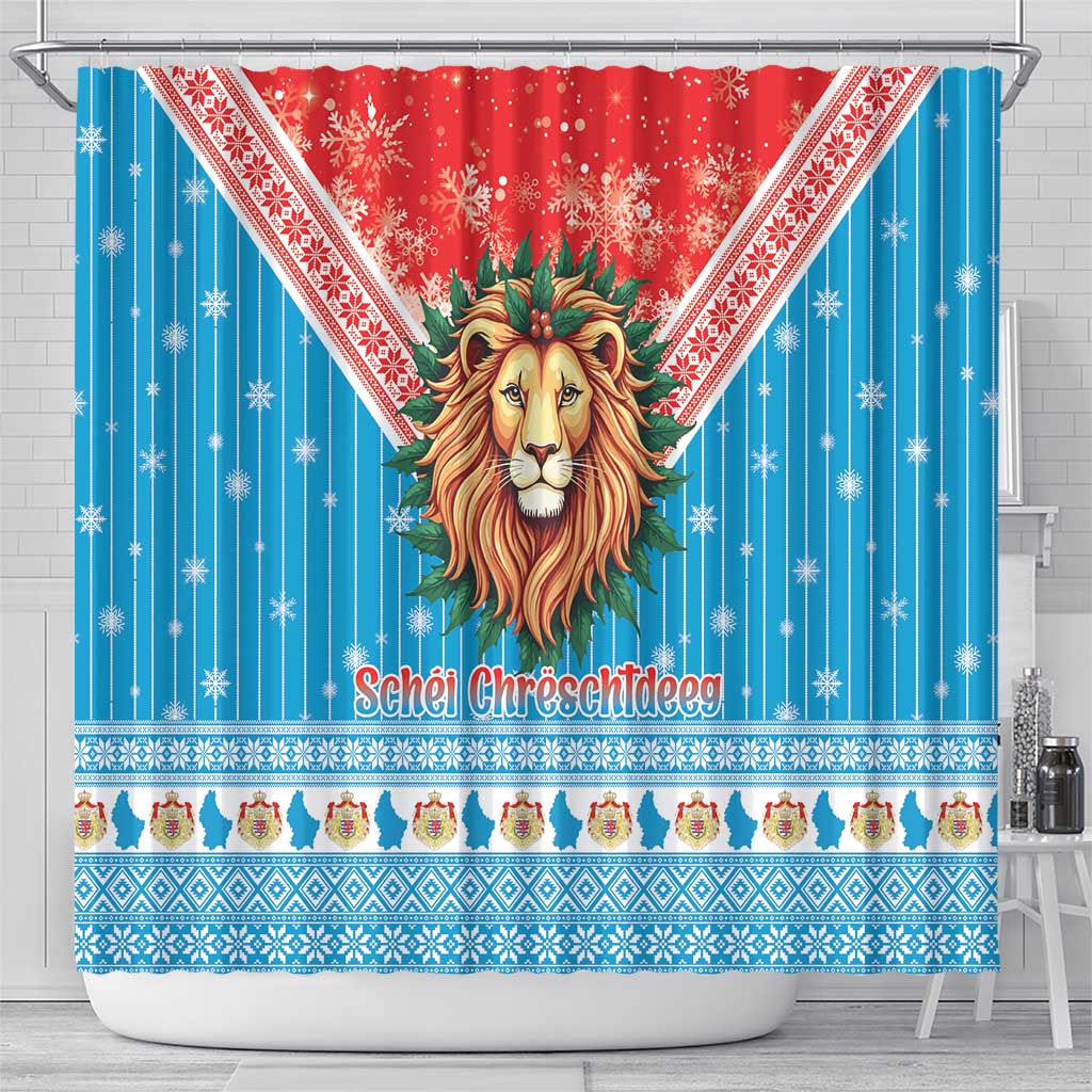 Luxembourg Christmas Shower Curtain Schei Chreschtdeeg Xmas Pattern - Wonder Print Shop