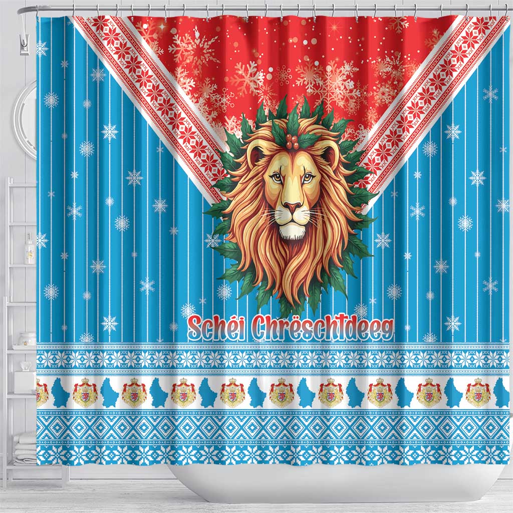 Luxembourg Christmas Shower Curtain Schei Chreschtdeeg Xmas Pattern - Wonder Print Shop