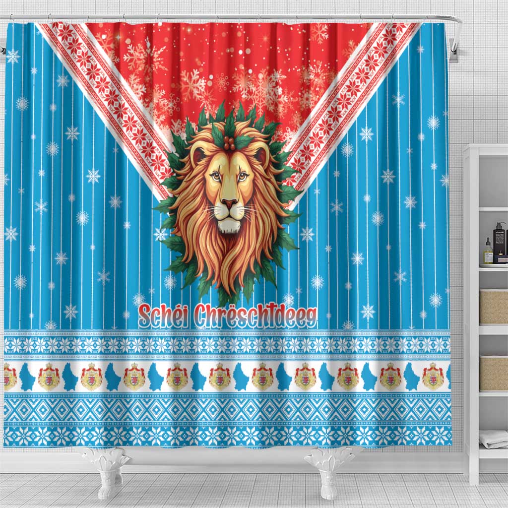 Luxembourg Christmas Shower Curtain Schei Chreschtdeeg Xmas Pattern - Wonder Print Shop