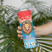 Luxembourg Christmas Skinny Tumbler Schei Chreschtdeeg Xmas Pattern - Wonder Print Shop