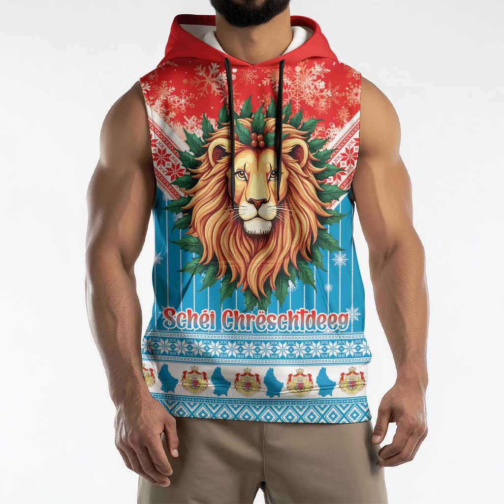 Luxembourg Christmas Sleeveless Hoodie Schei Chreschtdeeg Xmas Pattern - Wonder Print Shop