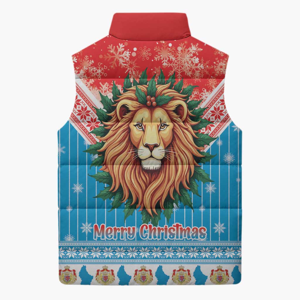 Luxembourg Christmas Sleeveless Puffer Jacket Schei Chreschtdeeg Xmas Pattern - Wonder Print Shop