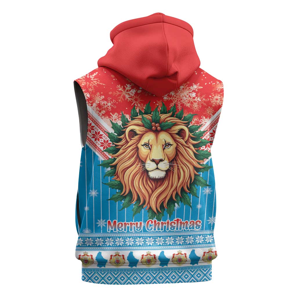 Luxembourg Christmas Sleeveless Zip Hoodie Schei Chreschtdeeg Xmas Pattern - Wonder Print Shop