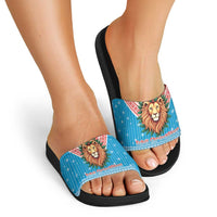 Luxembourg Christmas Slide Sandals Schei Chreschtdeeg Xmas Pattern - Wonder Print Shop