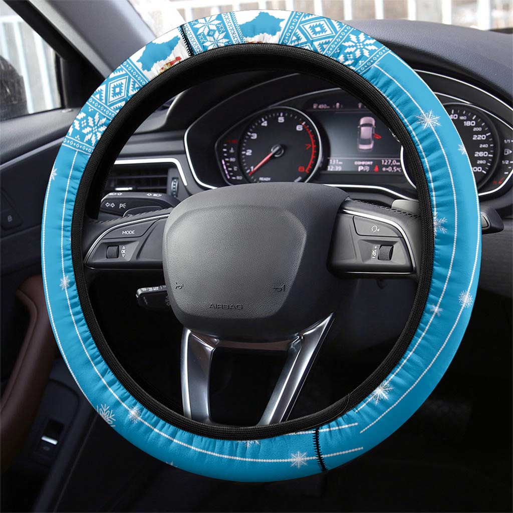Luxembourg Christmas Steering Wheel Cover Schei Chreschtdeeg Xmas Pattern - Wonder Print Shop