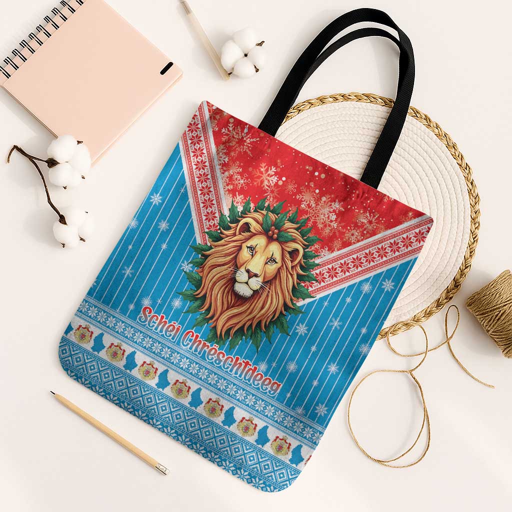 Luxembourg Christmas Tote Bag Schei Chreschtdeeg Xmas Pattern - Wonder Print Shop