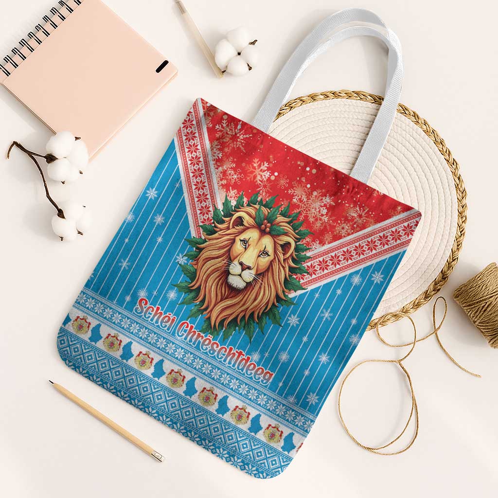 Luxembourg Christmas Tote Bag Schei Chreschtdeeg Xmas Pattern - Wonder Print Shop