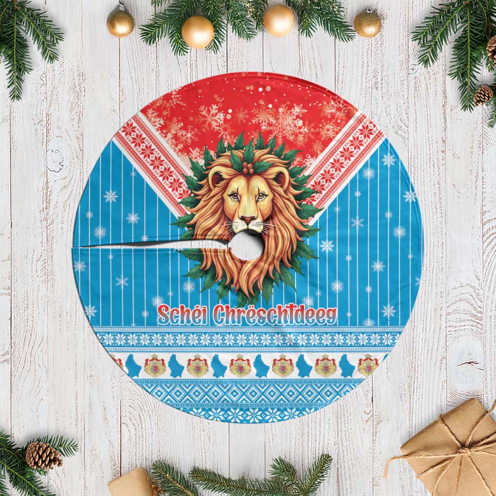Luxembourg Christmas Tree Skirt Schei Chreschtdeeg Xmas Pattern - Wonder Print Shop