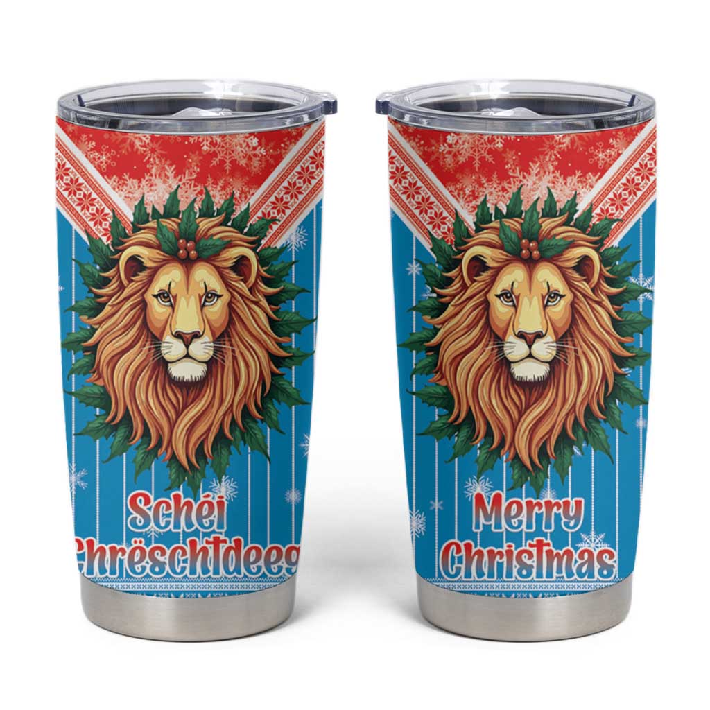 Luxembourg Christmas Tumbler Cup Schei Chreschtdeeg Xmas Pattern - Wonder Print Shop