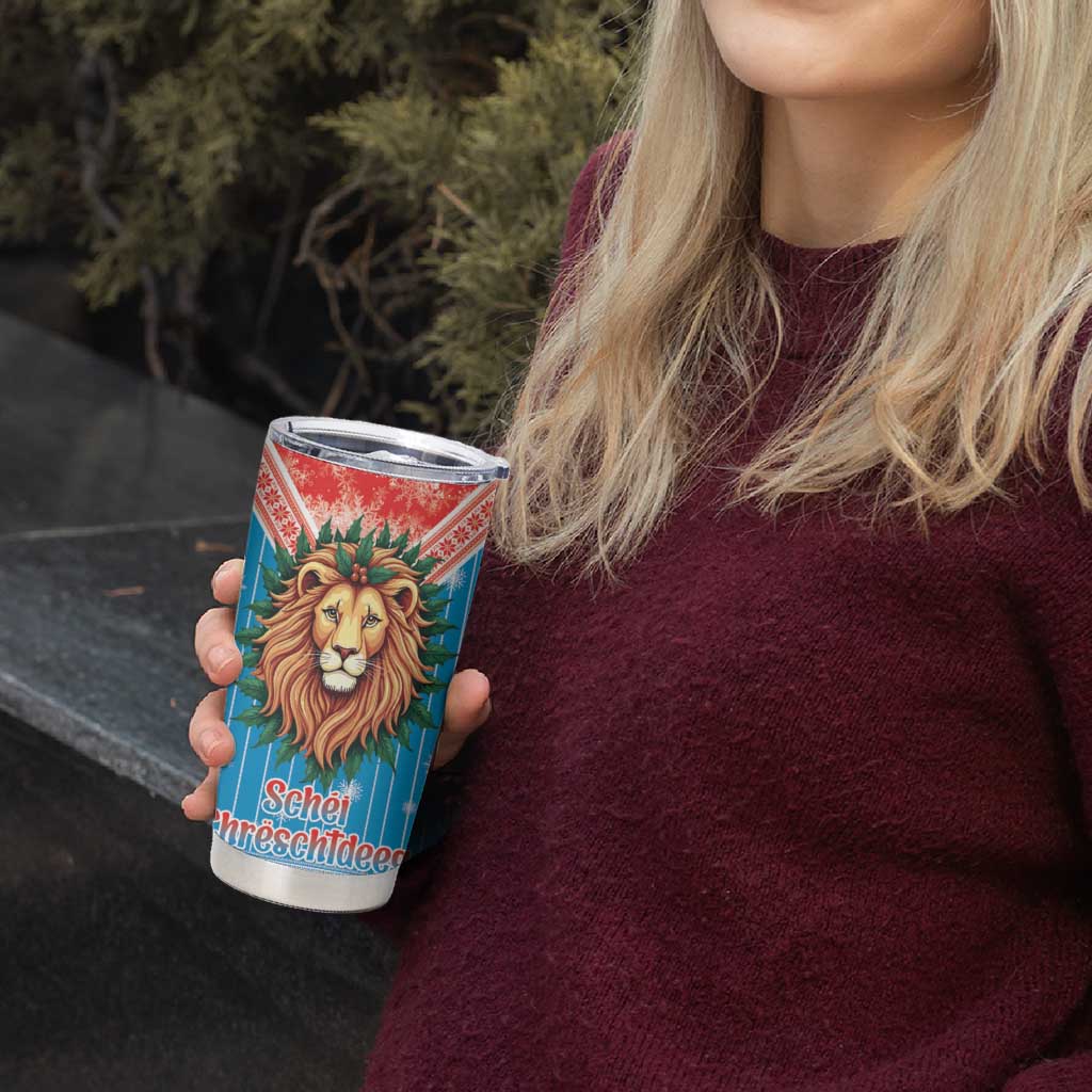 Luxembourg Christmas Tumbler Cup Schei Chreschtdeeg Xmas Pattern - Wonder Print Shop