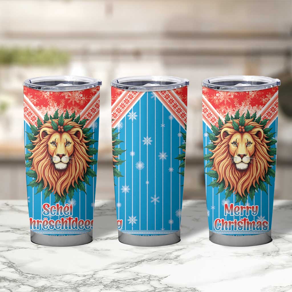 Luxembourg Christmas Tumbler Cup Schei Chreschtdeeg Xmas Pattern - Wonder Print Shop