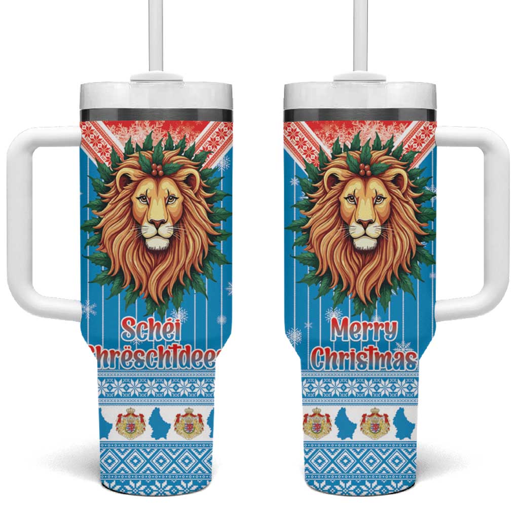 Luxembourg Christmas Tumbler With Handle Schei Chreschtdeeg Xmas Pattern - Wonder Print Shop
