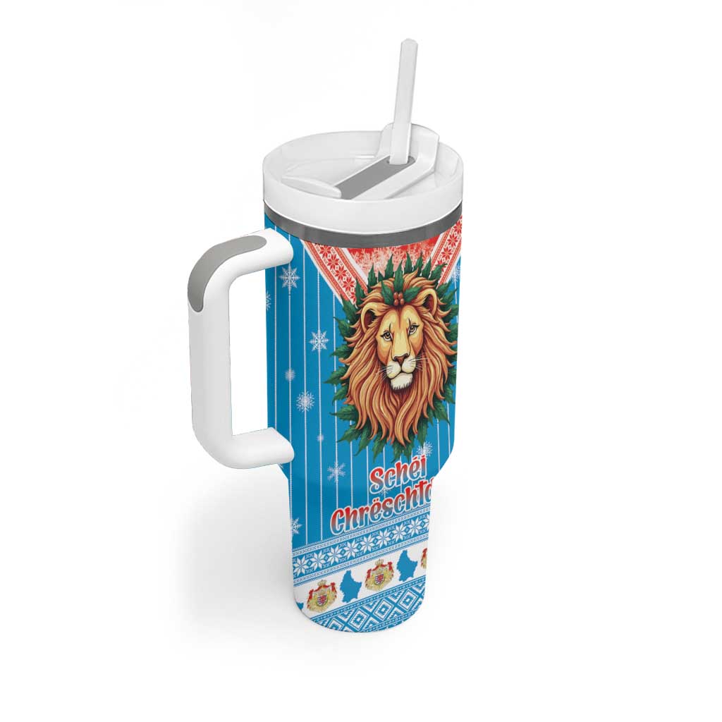 Luxembourg Christmas Tumbler With Handle Schei Chreschtdeeg Xmas Pattern - Wonder Print Shop