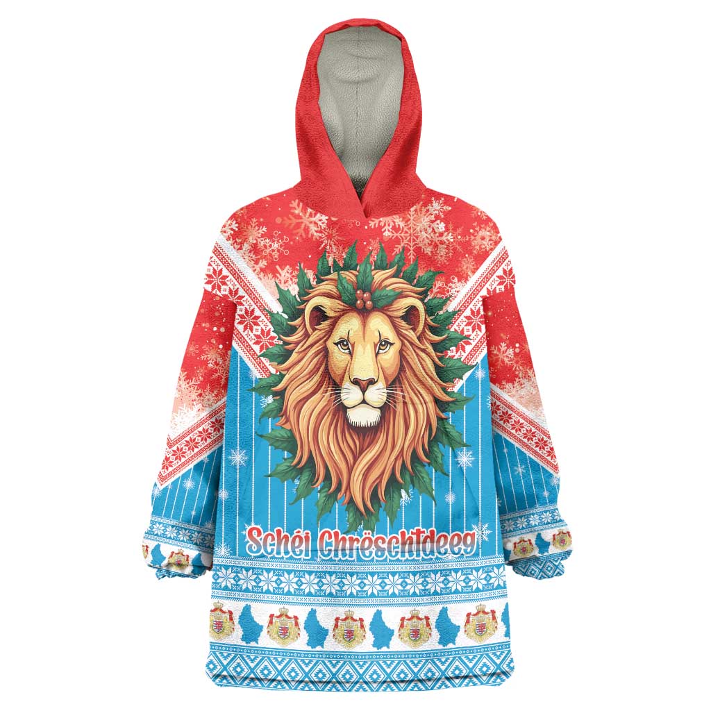 Luxembourg Christmas Wearable Blanket Hoodie Schei Chreschtdeeg Xmas Pattern - Wonder Print Shop