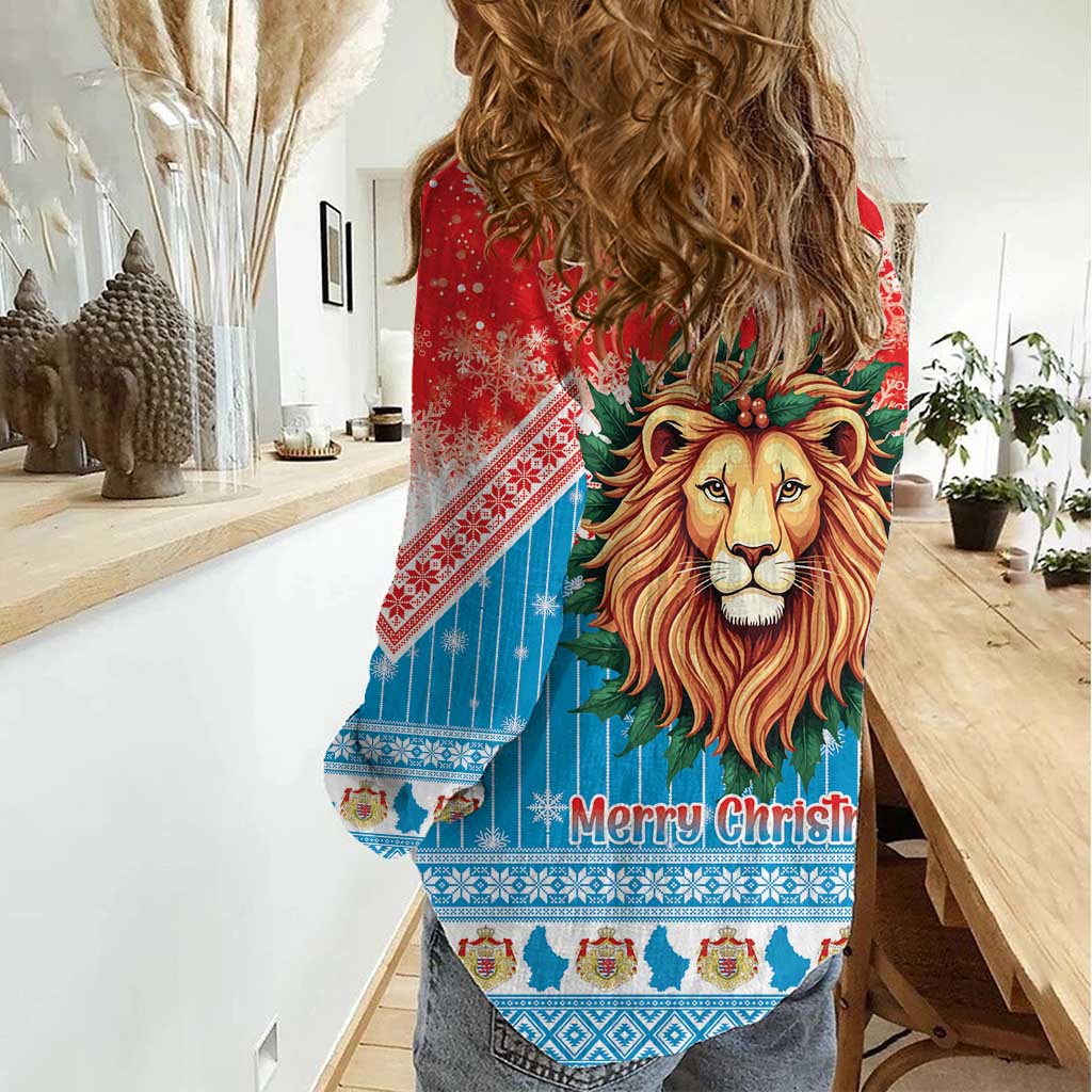 Luxembourg Christmas Women Casual Shirt Schei Chreschtdeeg Xmas Pattern - Wonder Print Shop