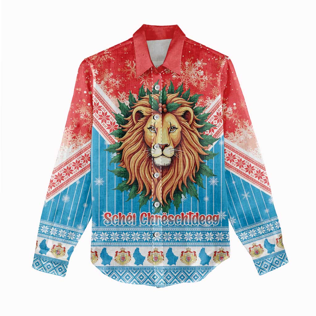 Luxembourg Christmas Women Casual Shirt Schei Chreschtdeeg Xmas Pattern - Wonder Print Shop