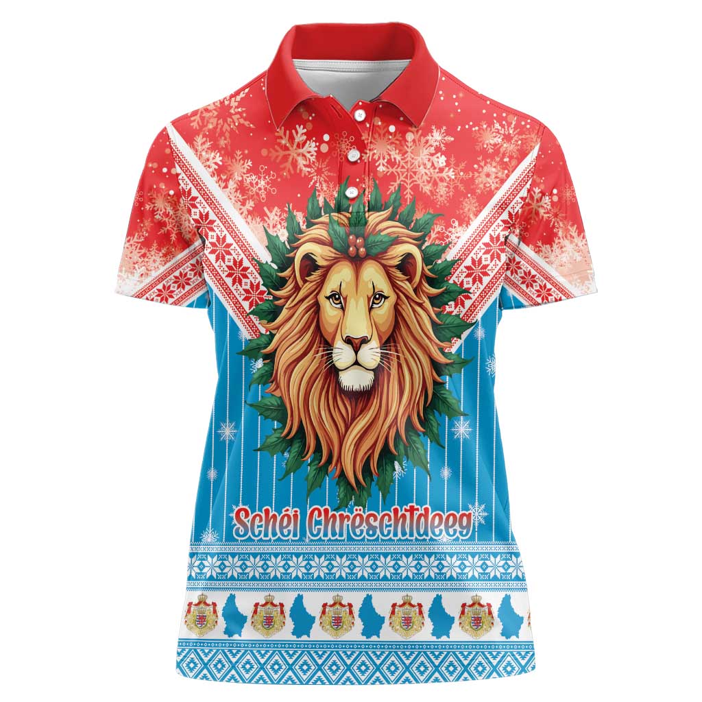 Luxembourg Christmas Women Polo Shirt Schei Chreschtdeeg Xmas Pattern - Wonder Print Shop