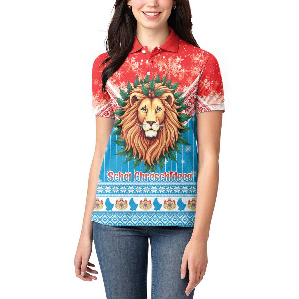 Luxembourg Christmas Women Polo Shirt Schei Chreschtdeeg Xmas Pattern - Wonder Print Shop