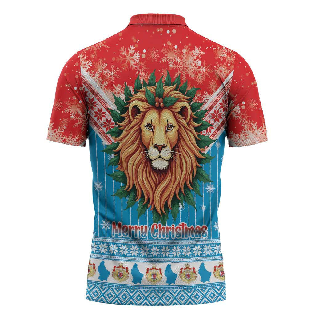 Luxembourg Christmas Zipper Polo Shirt Schei Chreschtdeeg Xmas Pattern - Wonder Print Shop