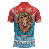 Luxembourg Christmas Zipper Polo Shirt Schei Chreschtdeeg Xmas Pattern - Wonder Print Shop