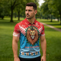 Luxembourg Christmas Zipper Polo Shirt Schei Chreschtdeeg Xmas Pattern - Wonder Print Shop