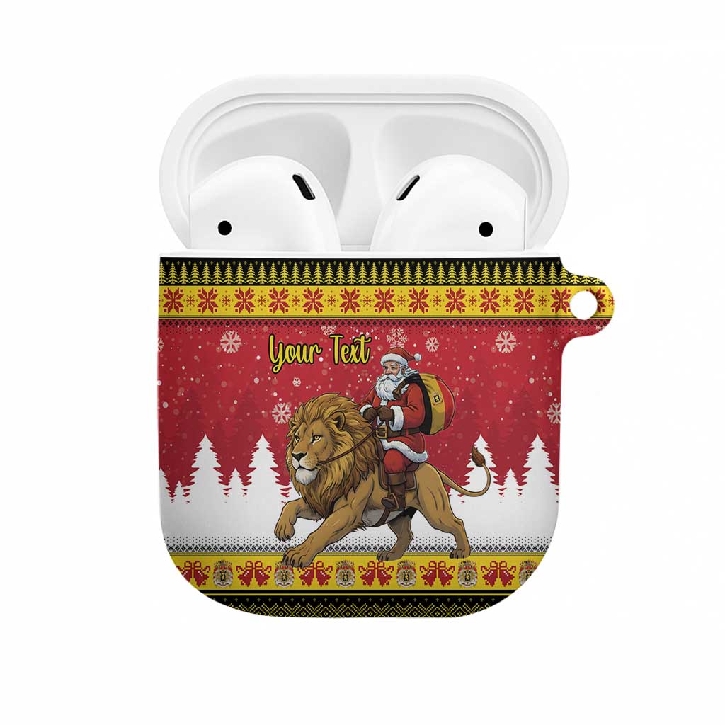 Belgium Christmas Personalized AirPods Case Santa Riding Lion - Wonder Print Shop