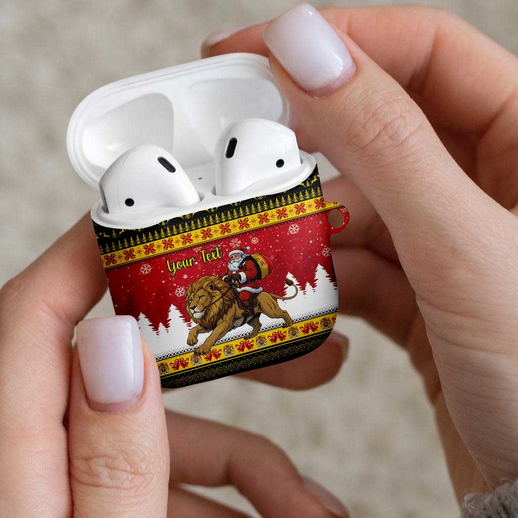 Belgium Christmas Personalized AirPods Case Santa Riding Lion - Wonder Print Shop