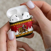 Belgium Christmas Personalized AirPods Case Santa Riding Lion - Wonder Print Shop