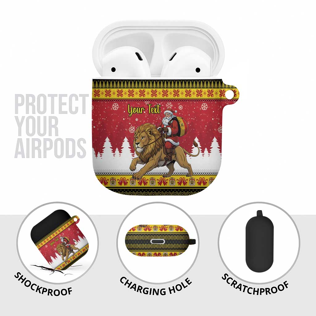 Belgium Christmas Personalized AirPods Case Santa Riding Lion - Wonder Print Shop
