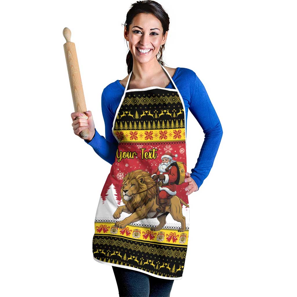 Belgium Christmas Personalized Apron Santa Riding Lion - Wonder Print Shop