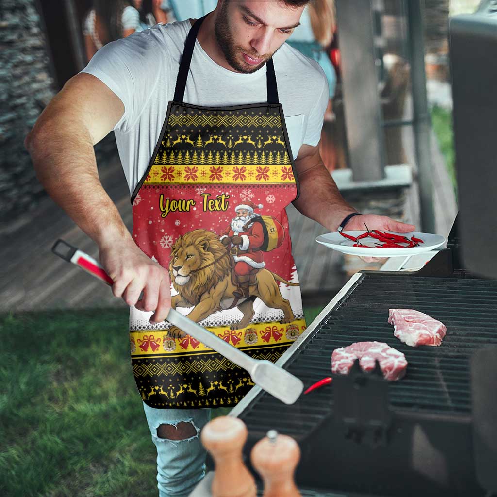 Belgium Christmas Personalized Apron Santa Riding Lion - Wonder Print Shop