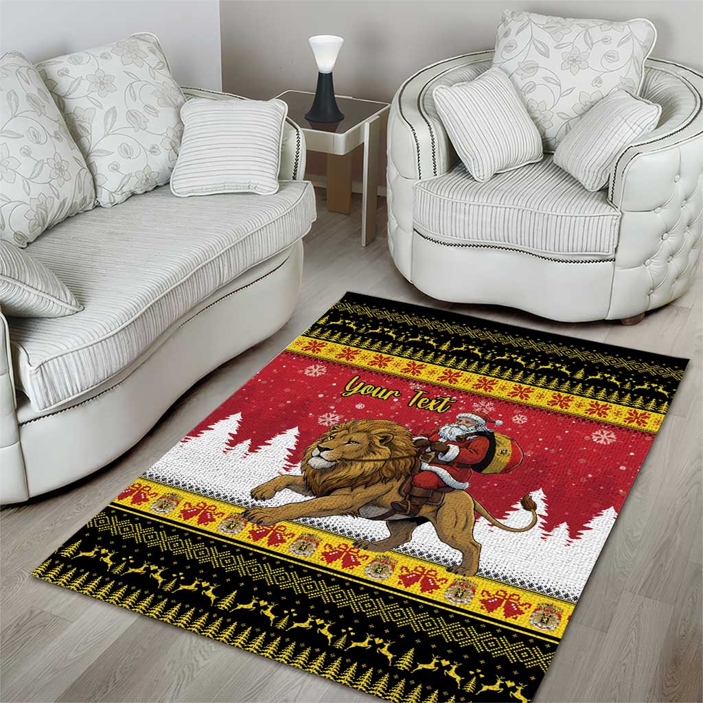 Belgium Christmas Personalized Area Rug Santa Riding Lion - Wonder Print Shop