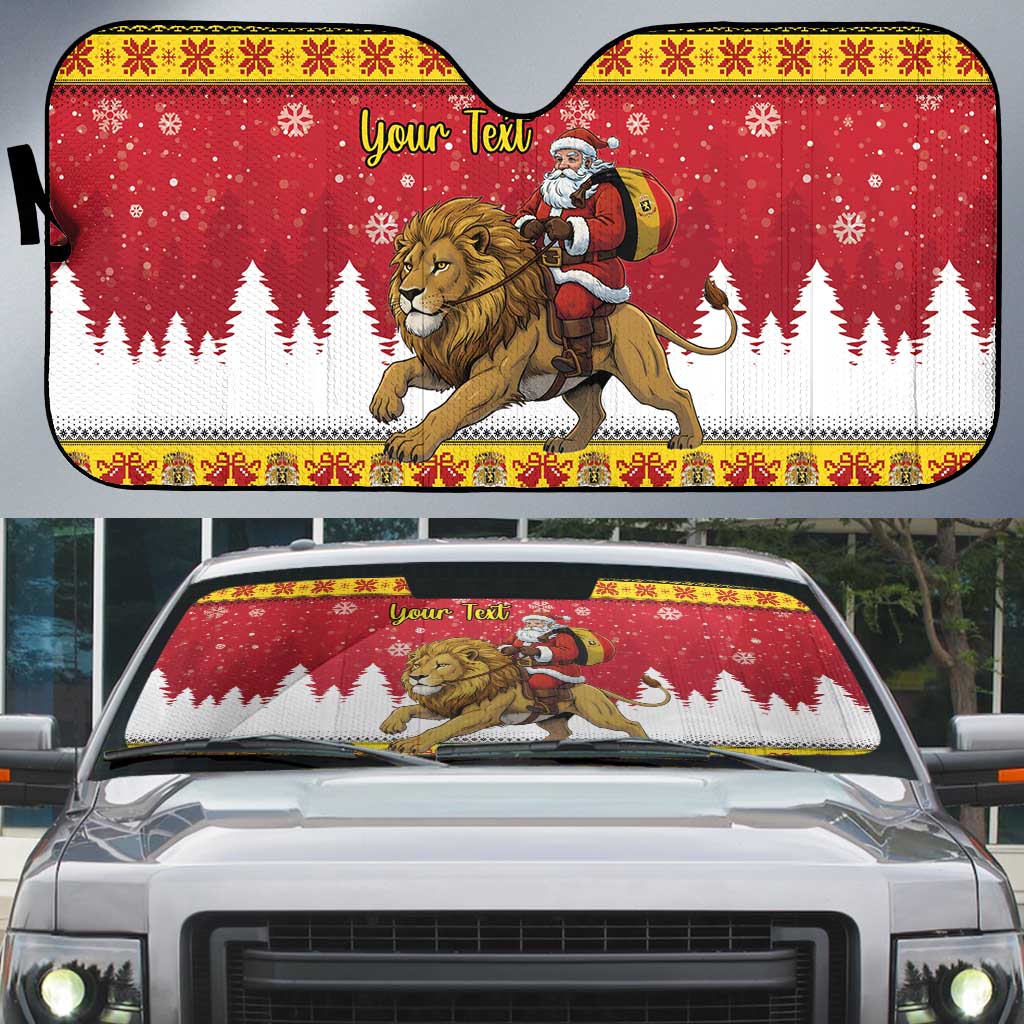 Belgium Christmas Personalized Auto Sun Shade Santa Riding Lion - Wonder Print Shop