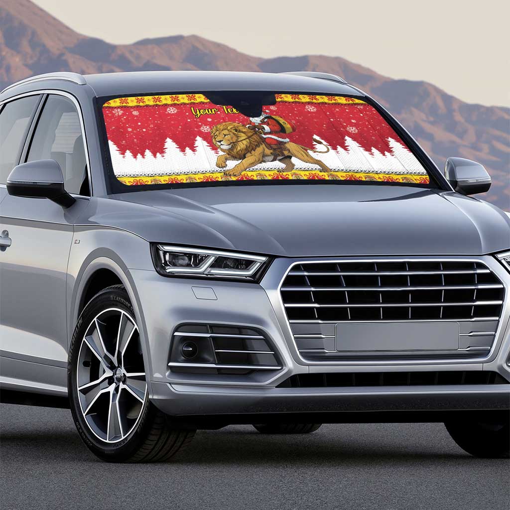Belgium Christmas Personalized Auto Sun Shade Santa Riding Lion - Wonder Print Shop