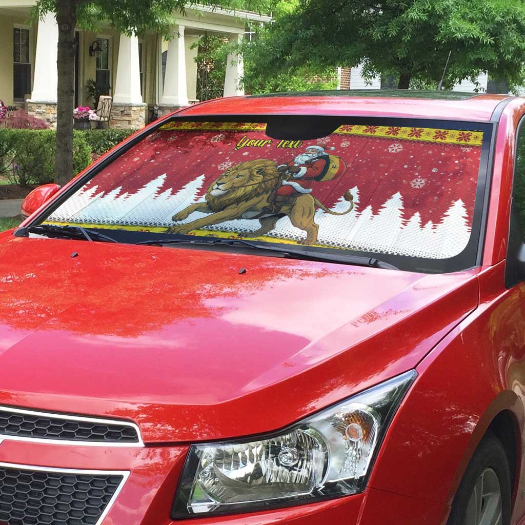 Belgium Christmas Personalized Auto Sun Shade Santa Riding Lion - Wonder Print Shop