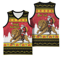 Belgium Christmas Personalized Basketball Jersey Santa Riding Lion - Wonder Print Shop