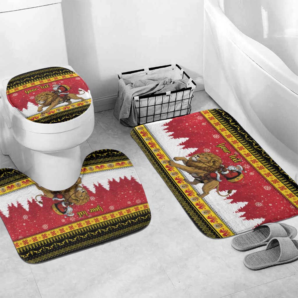 Belgium Christmas Personalized Bathroom Set Santa Riding Lion - Wonder Print Shop