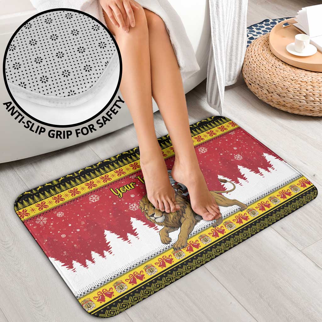 Belgium Christmas Personalized Bathroom Set Santa Riding Lion - Wonder Print Shop