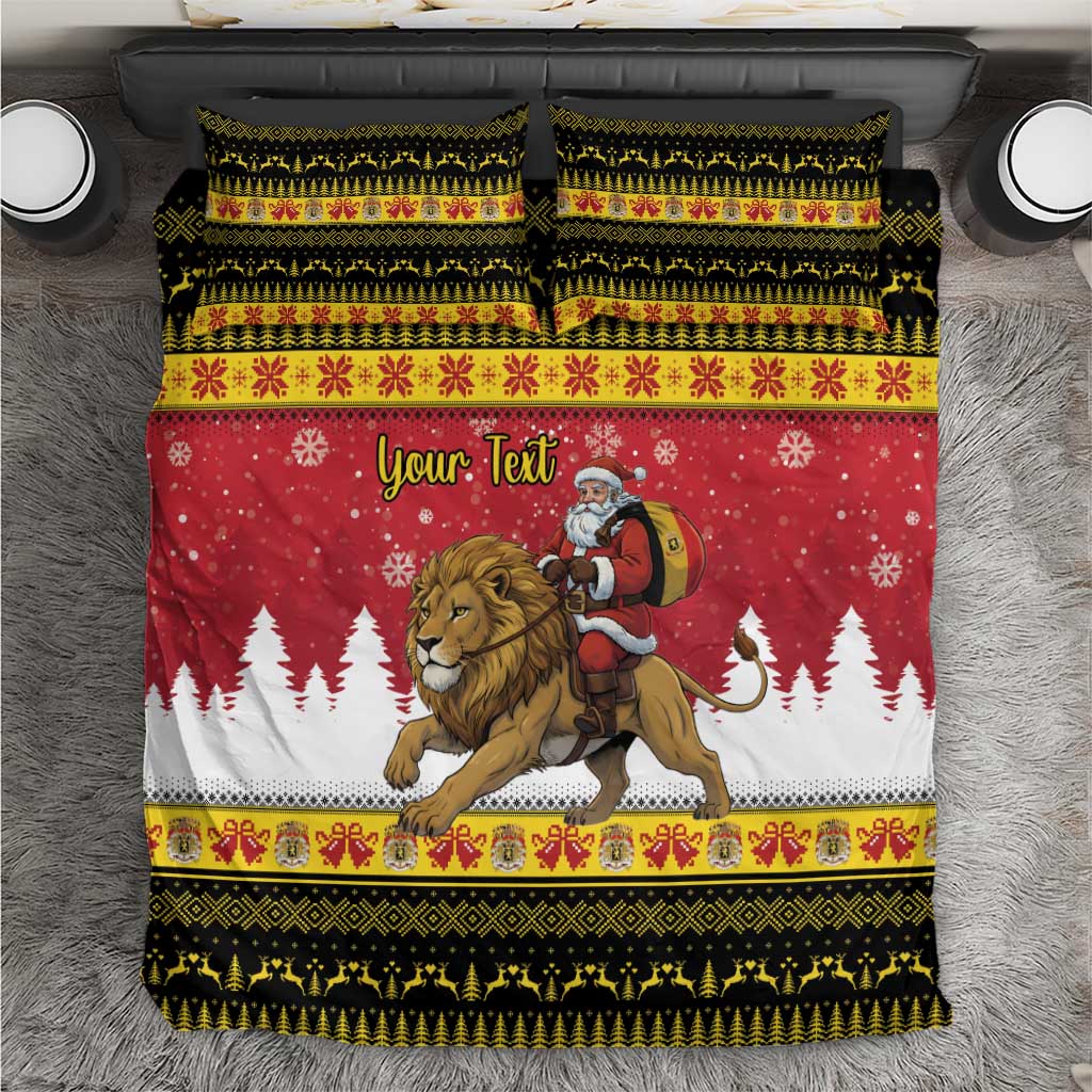 Belgium Christmas Personalized Bedding Set Santa Riding Lion - Wonder Print Shop