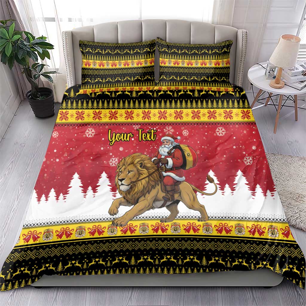 Belgium Christmas Personalized Bedding Set Santa Riding Lion - Wonder Print Shop
