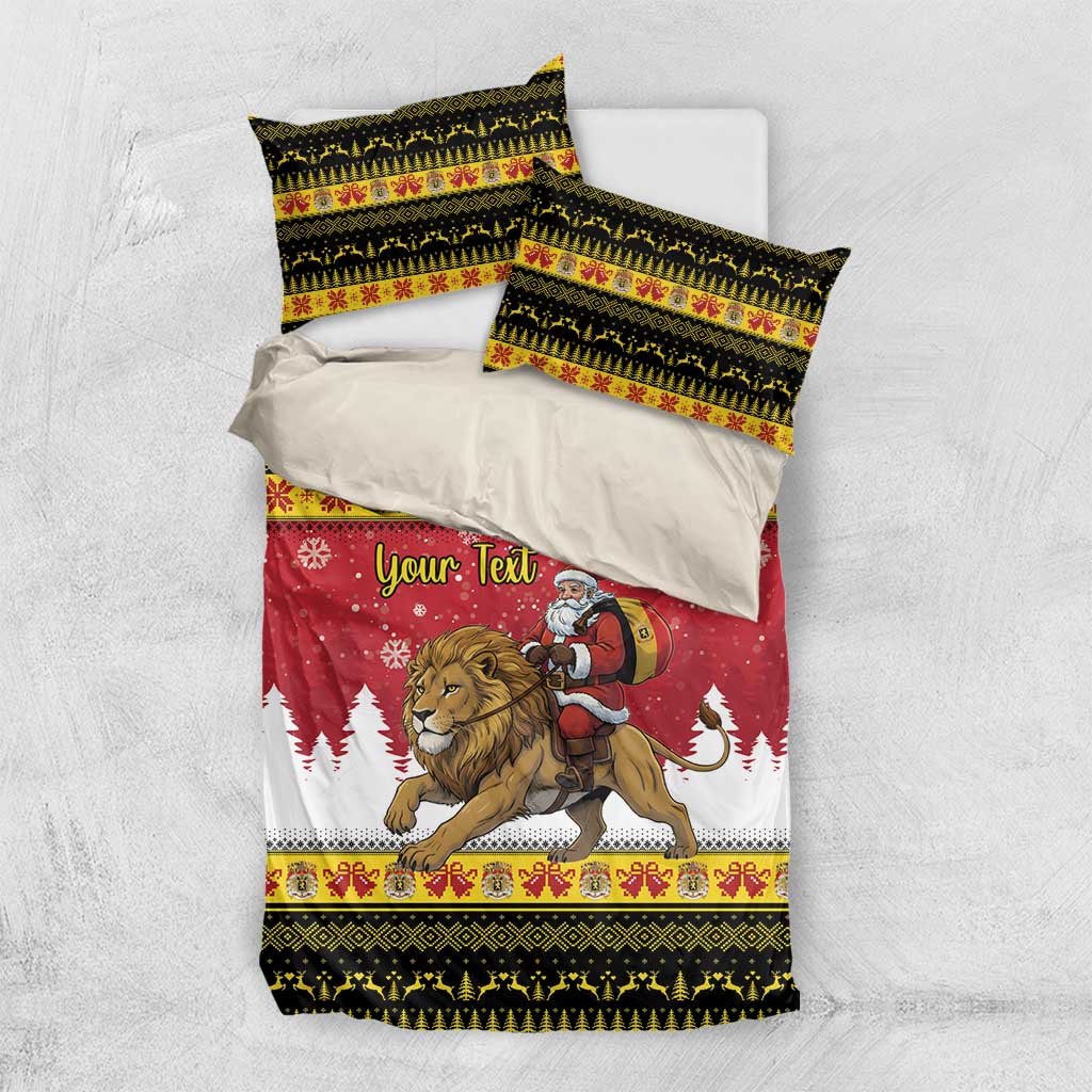 Belgium Christmas Personalized Bedding Set Santa Riding Lion - Wonder Print Shop