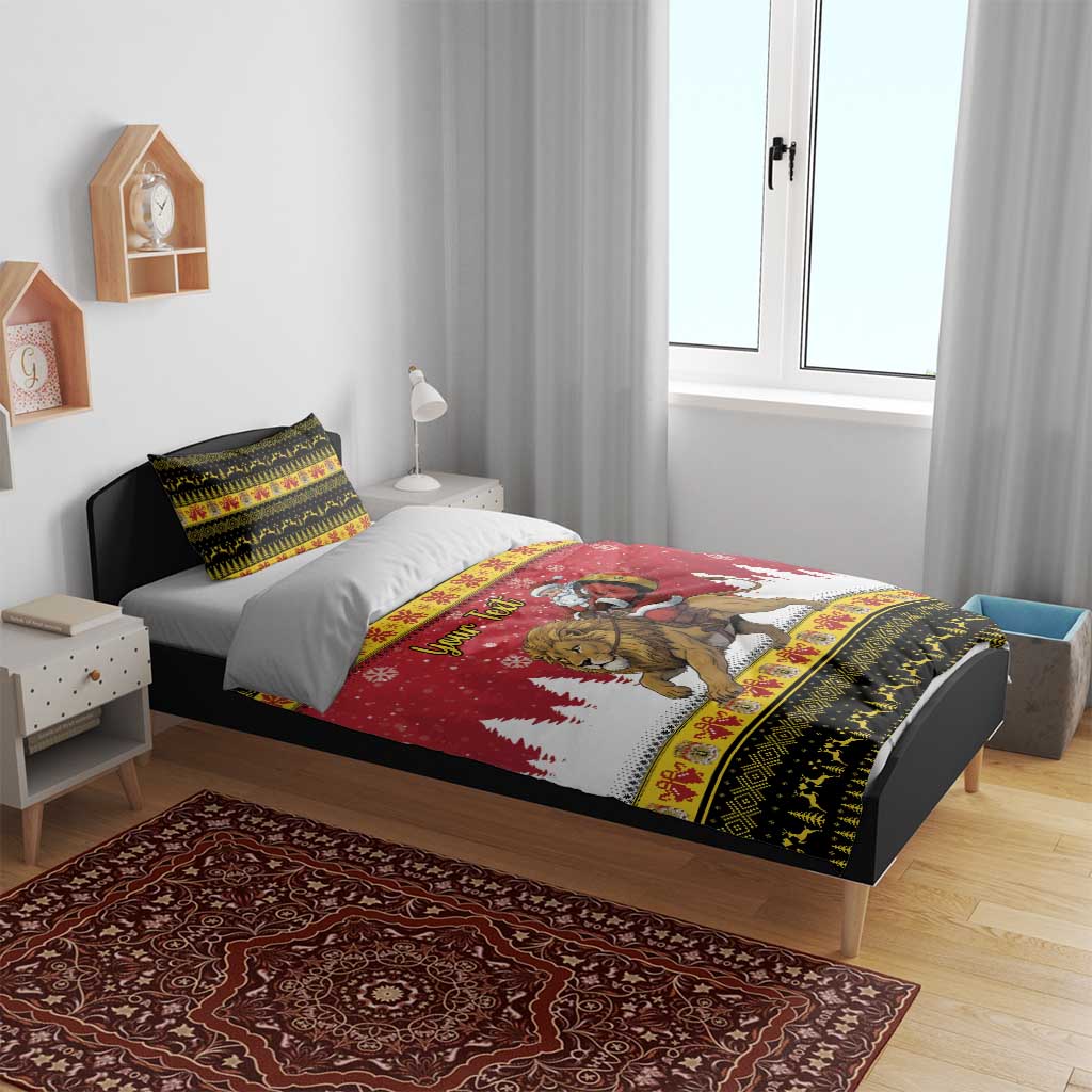 Belgium Christmas Personalized Bedding Set Santa Riding Lion - Wonder Print Shop