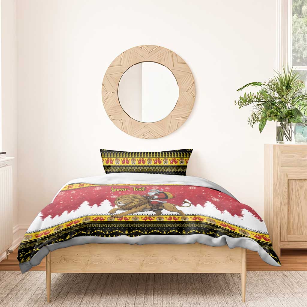 Belgium Christmas Personalized Bedding Set Santa Riding Lion - Wonder Print Shop