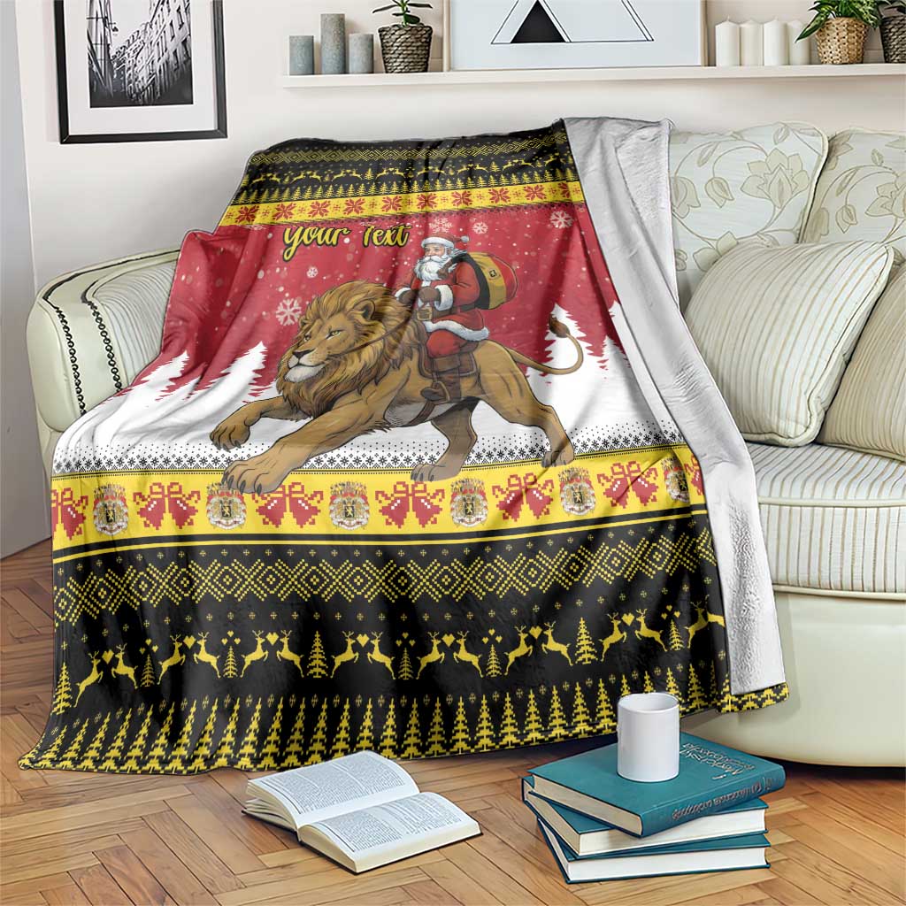 Belgium Christmas Personalized Blanket Santa Riding Lion - Wonder Print Shop