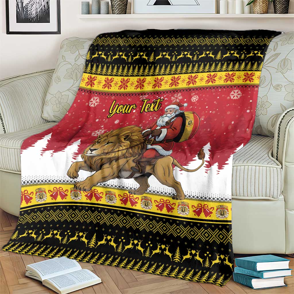 Belgium Christmas Personalized Blanket Santa Riding Lion - Wonder Print Shop