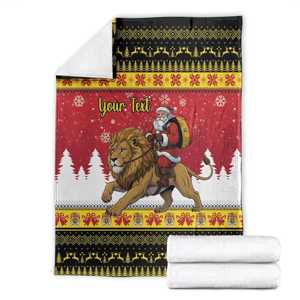 Belgium Christmas Personalized Blanket Santa Riding Lion - Wonder Print Shop