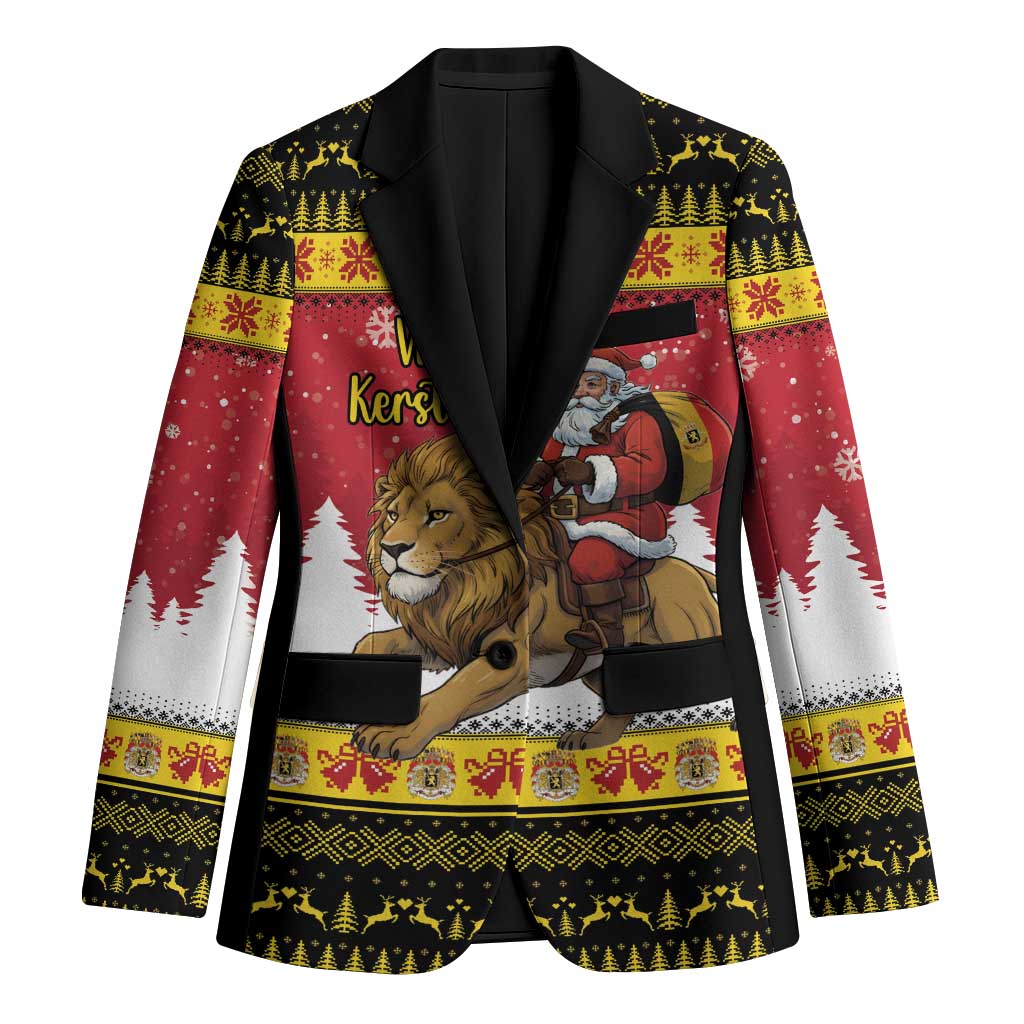Belgium Christmas Personalized Blazer Santa Riding Lion - Wonder Print Shop
