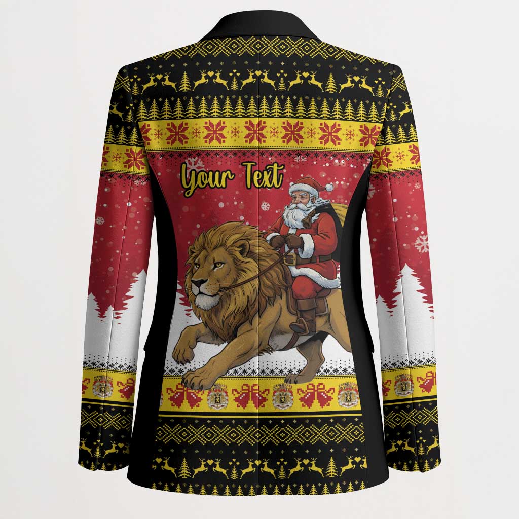 Belgium Christmas Personalized Blazer Santa Riding Lion - Wonder Print Shop