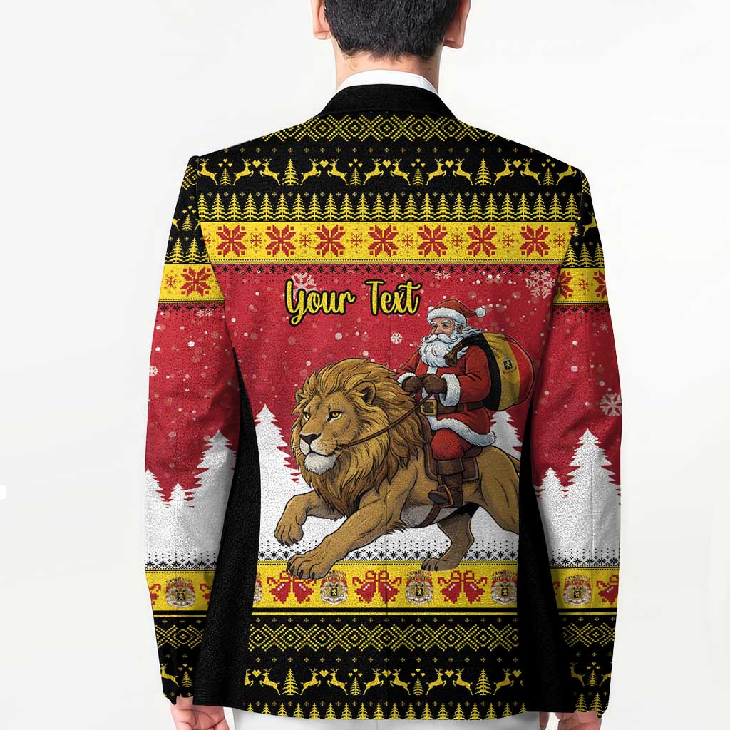 Belgium Christmas Personalized Blazer Santa Riding Lion - Wonder Print Shop